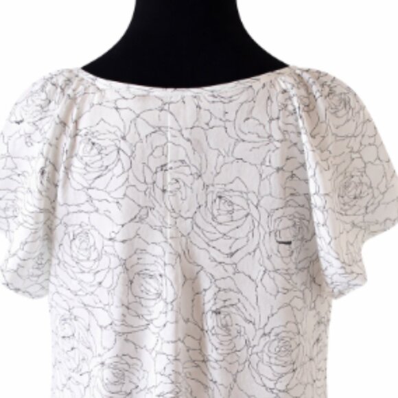 Roz & Ali White Floral Blouse | Size L - Picture 4 of 7